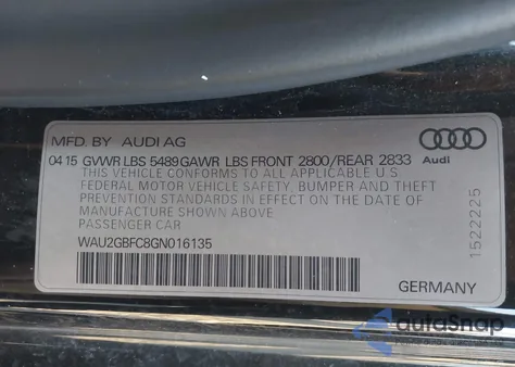 2016 Audi A7 3.0T Premium Plus from USA, damaged, VIN WAU2GBFC8GN016135